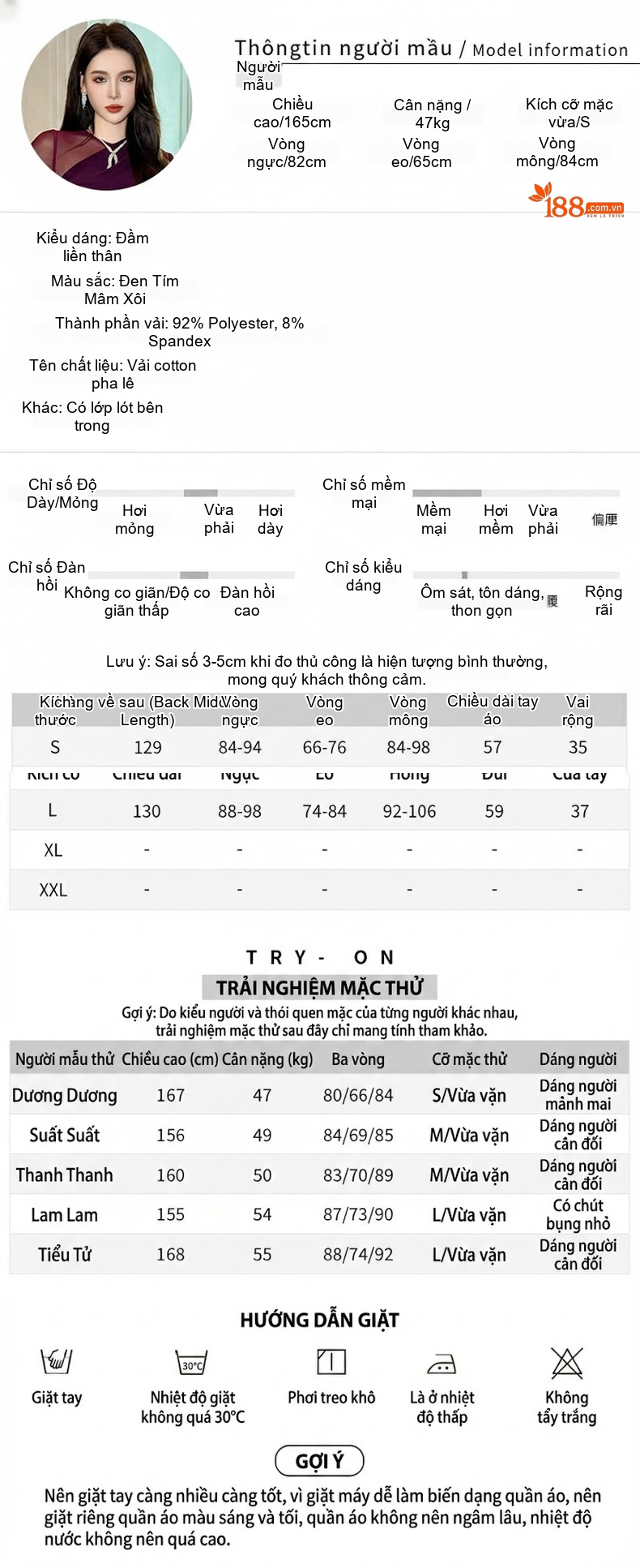 Đầm Ôm Body Nữ Tay Dài Lưới Quyến Rũ Màu Đen, Tím chi tiết 2
