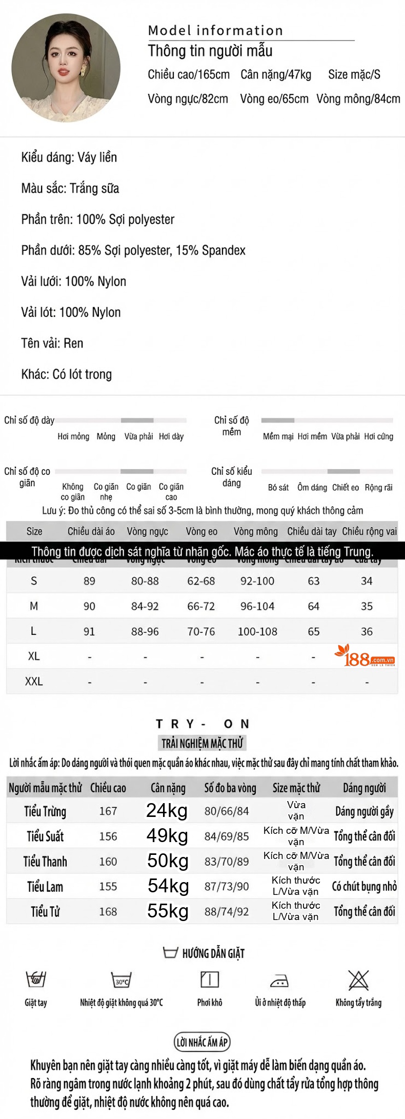 Đầm Ôm Body Nữ Tay Dài Thắt Nơ Phong Cách Pháp Màu Kem chi tiết 2