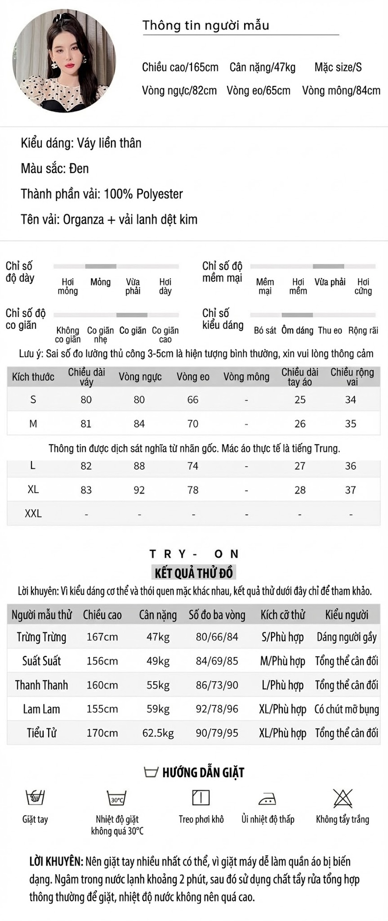 Đầm Ôm Body Nữ Tay Lỡ Voan Bi Cổ Tròn Màu Đen chi tiết 2