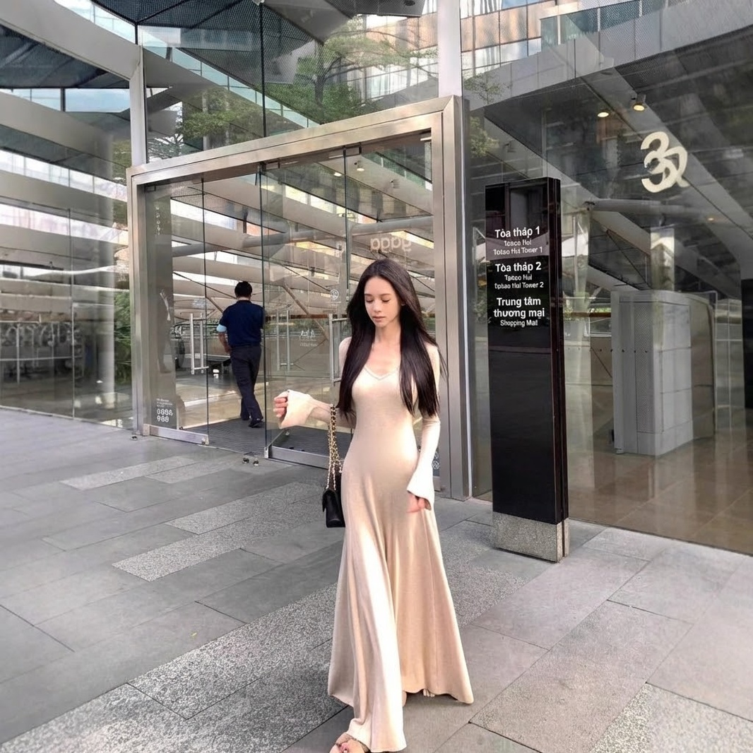 Đầm Ôm Body Nữ Tay Lưới Voan Bồng Cổ chữ Vuông Xẻ Tà Phong Cách Pháp Dự Tiệc Màu Đen chi tiết 20