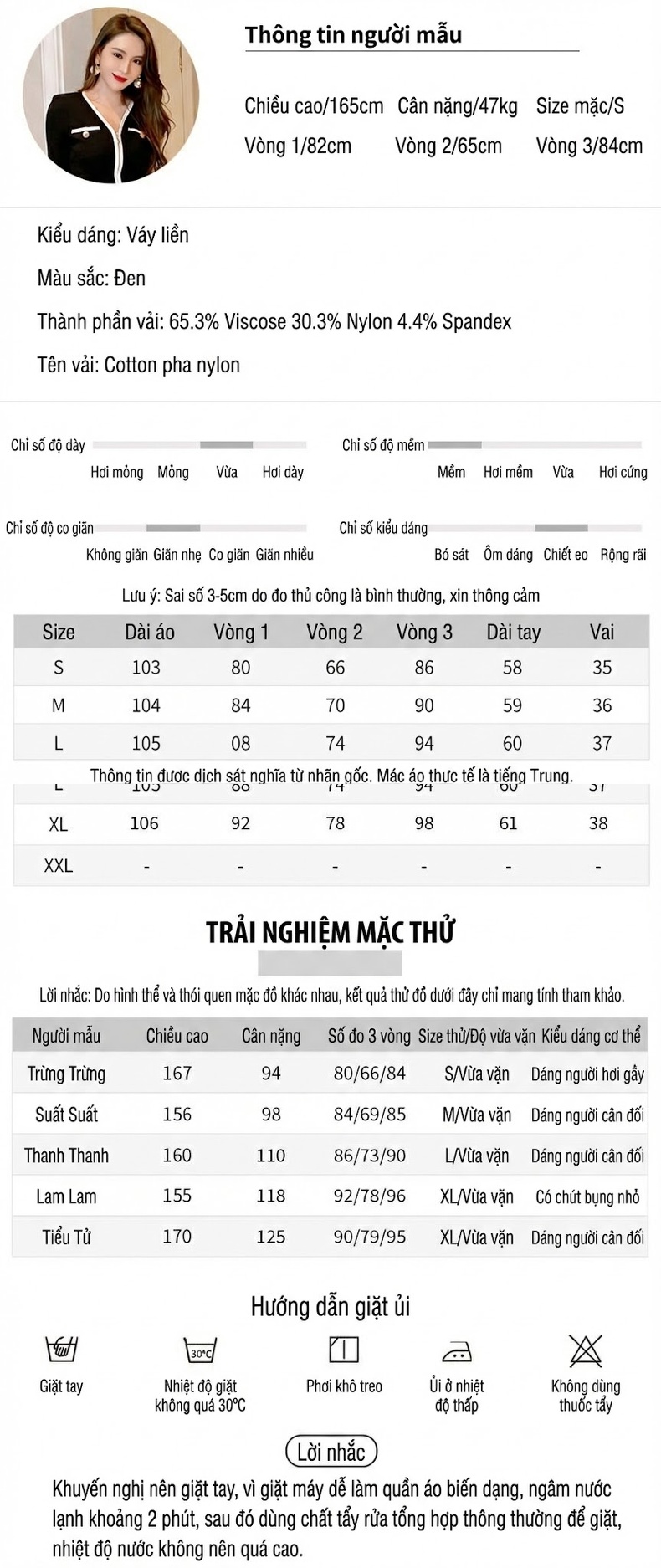 Đầm Ôm Body Nữ V字 Cổ Nhỏ Kiểu Pháp Màu Đen chi tiết 2