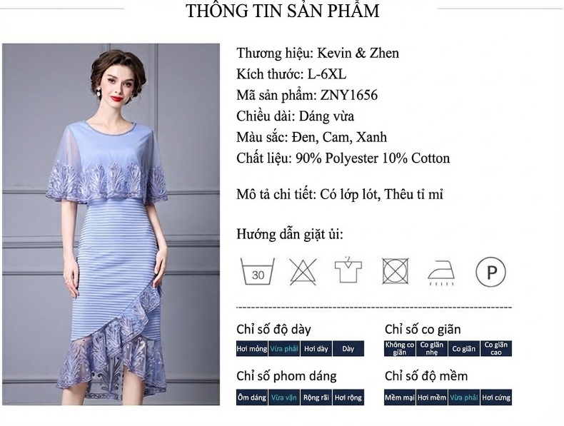 Đầm Ôm Body Trung Niên Nữ Kiểu Dáng Áo Choàng Thêu Hoa, Váy Đuôi Cá Màu Xanh, Cam chi tiết 18
