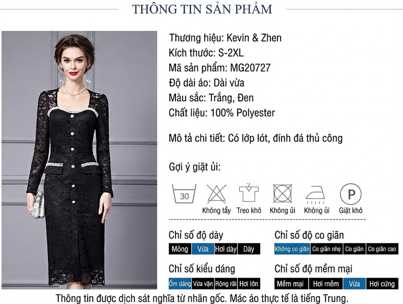 Đầm Ren Dáng Ôm Tay Dài Đính Hạt Châu Phong Cách Thu Đông Màu Đen chi tiết 1