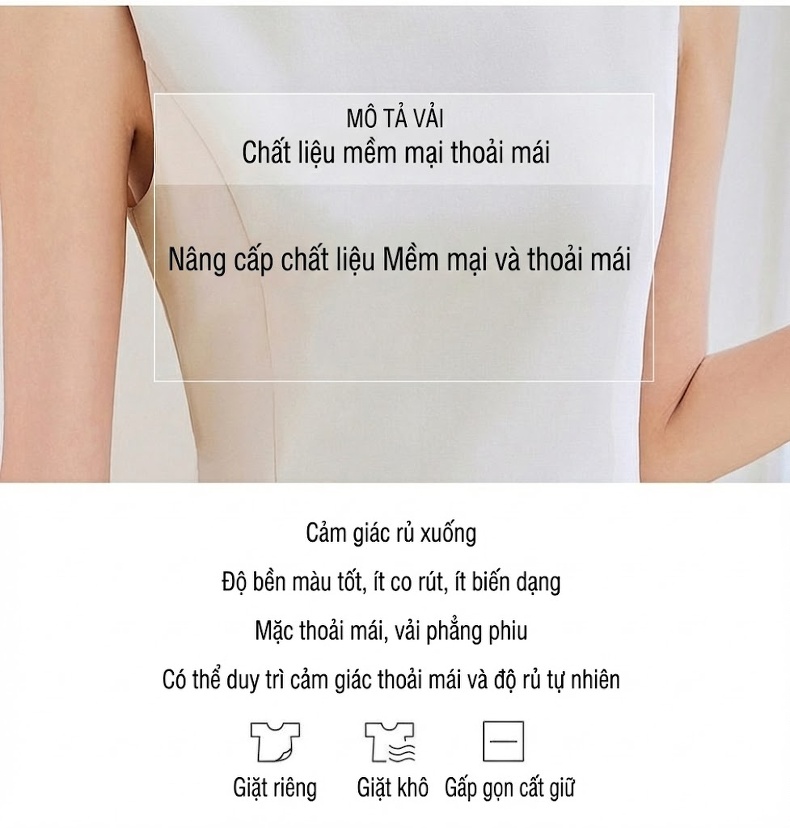 Đầm Sát Nách Xòe dáng chữ A Cổ Tròn Thắt Eo Thanh Lịch Màu Đen, Kem chi tiết 4