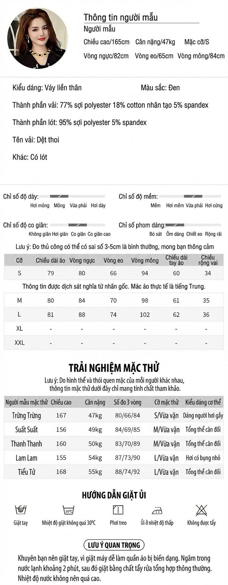 Đầm Vest Nữ Tiểu Thư Cổ chữ V Tay Dài Ôm Dáng Màu Đen chi tiết 2