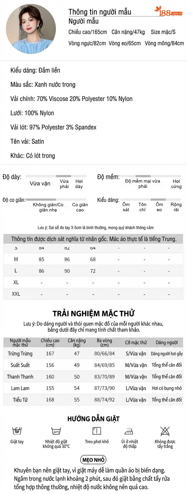 Đầm Xòe Chữ A Nữ Cổ Tròn Đính Đá Eo Thun Chất Liệu Satin Màu Xanh Lam chi tiết 2
