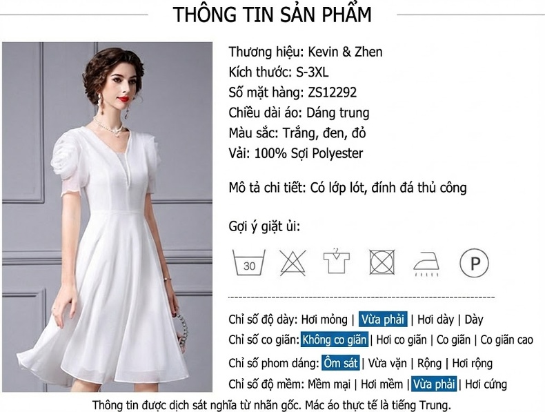 Đầm Xòe Ngắn Tay Phồng Cổ chữ V Viền Đá Cao Eo Lưới Voan Màu Trắng, Đen chi tiết 17
