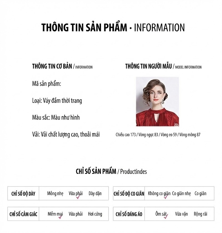 Đầm Xòe Nữ Tay Phồng Dài In Họa Tiết Thắt Eo Tassel Màu Đỏ chi tiết 11