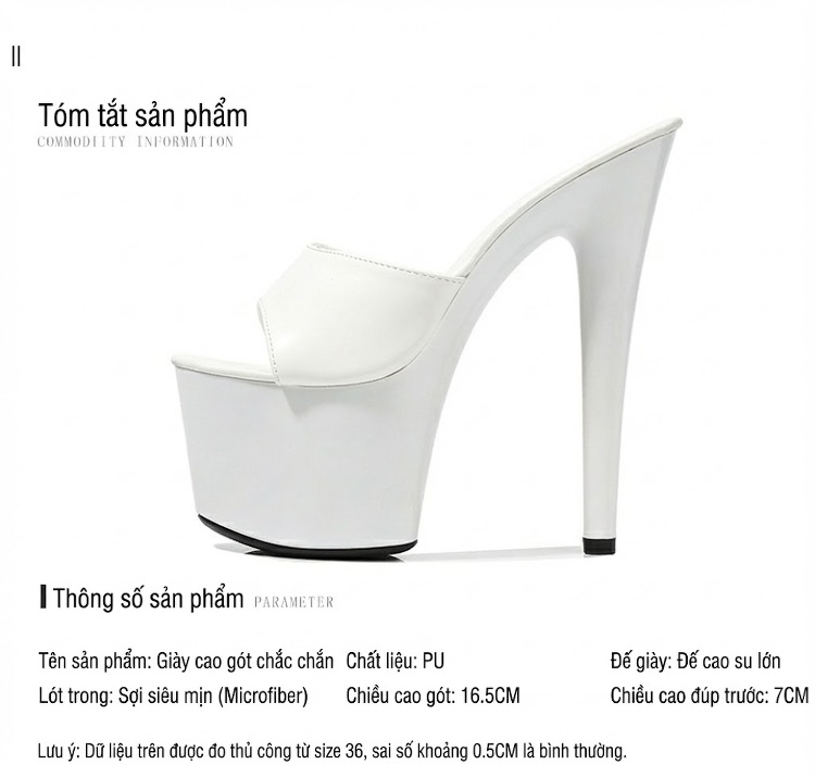 Dép Cao Gót Nữ Da Bóng Quai Ngang Chiều Cao Đế Khoảng 13cm Màu Đen, Đỏ, Trắng, Hồng... chi tiết 2