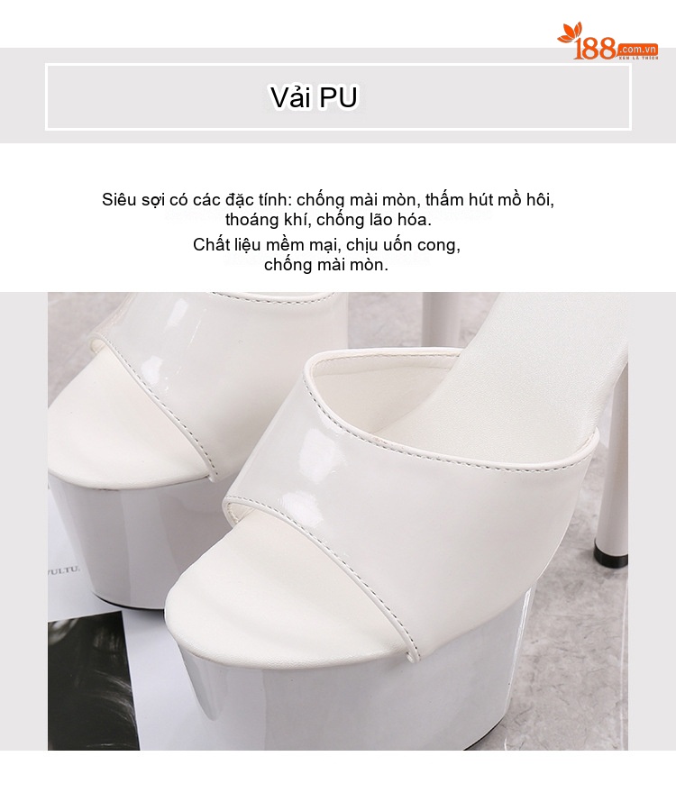 Dép Cao Gót Nữ Da Bóng Quai Ngang Chiều Cao Đế Khoảng 13cm Màu Đen, Đỏ, Trắng, Hồng... chi tiết 4