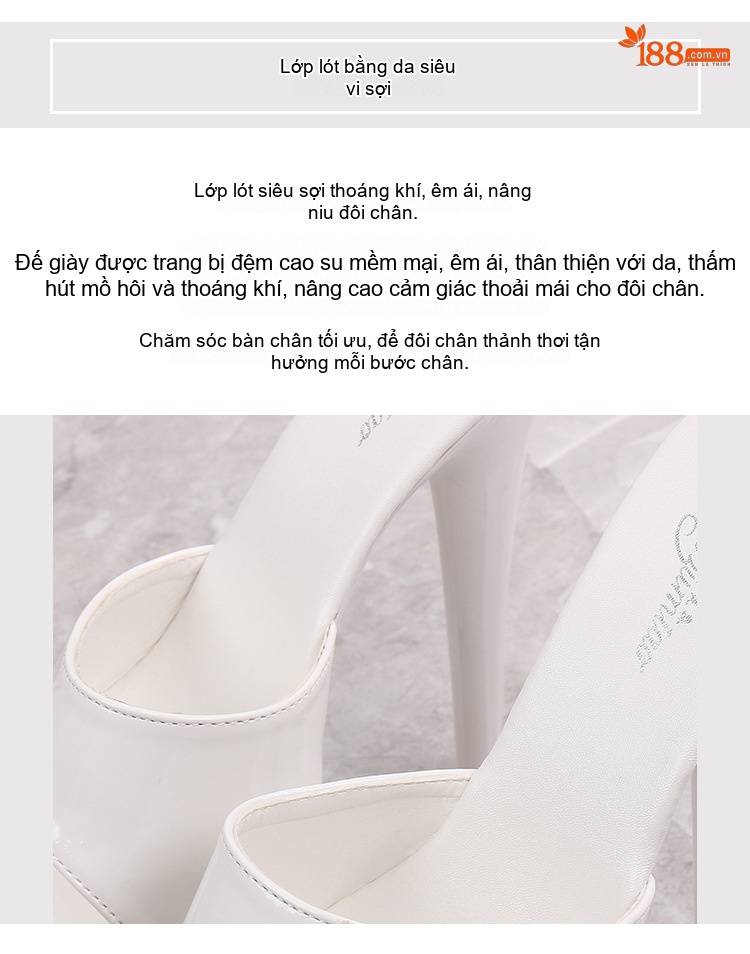 Dép Cao Gót Nữ Da Bóng Quai Ngang Chiều Cao Đế Khoảng 13cm Màu Đen, Đỏ, Trắng, Hồng... chi tiết 5