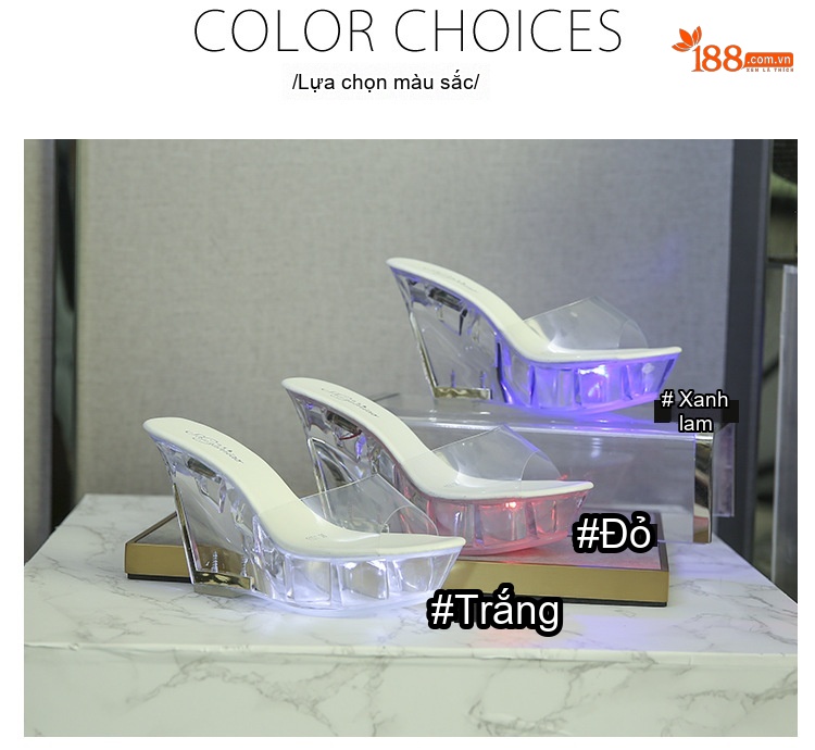 Dép Cao Gót Nữ Đế Xuồng Trong Suốt Chiều Cao Đế 10cm chi tiết 2