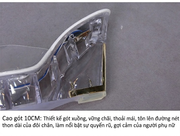 Dép Cao Gót Nữ Đế Xuồng Trong Suốt Chiều Cao Đế 10cm chi tiết 4