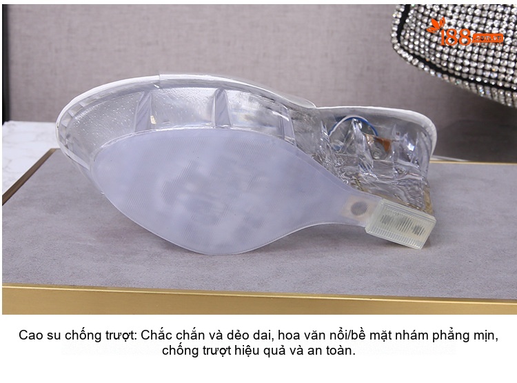 Dép Cao Gót Nữ Đế Xuồng Trong Suốt Chiều Cao Đế 10cm chi tiết 5
