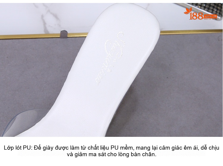 Dép Cao Gót Nữ Đế Xuồng Trong Suốt Chiều Cao Đế 10cm chi tiết 7
