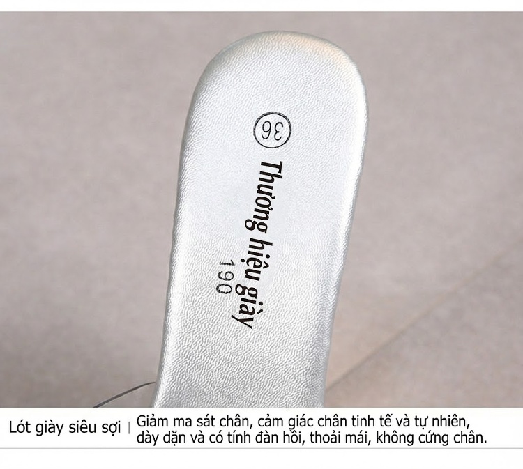 Dép Cao Gót Nữ Đính Đá Chiều Cao Đế 13cm Màu Đen, Đỏ, Trắng, Bạc... chi tiết 4