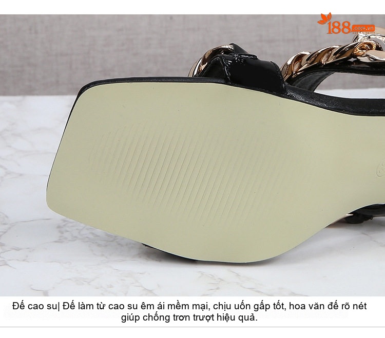 Dép Cao Gót Nữ Quai Mảnh Vuông Chiều Cao Đế Khoảng 8cm Màu Đen, Đỏ, Trắng, Hồng... chi tiết 5