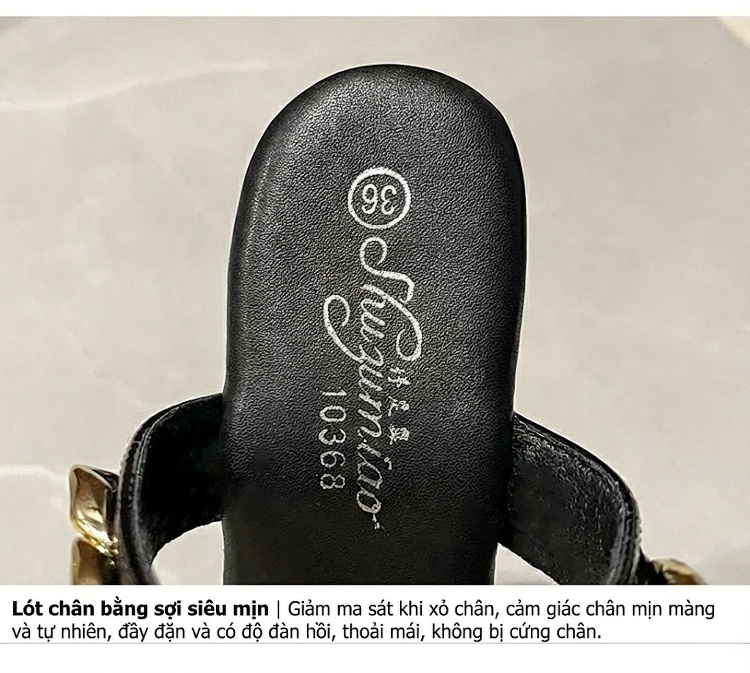 Dép Cao Gót Nữ Quai Ngang Da Bóng Khóa Kim Loại Chiều Cao Đế Khoảng 14cm Màu Đen, Đỏ, Trắng... chi tiết 6