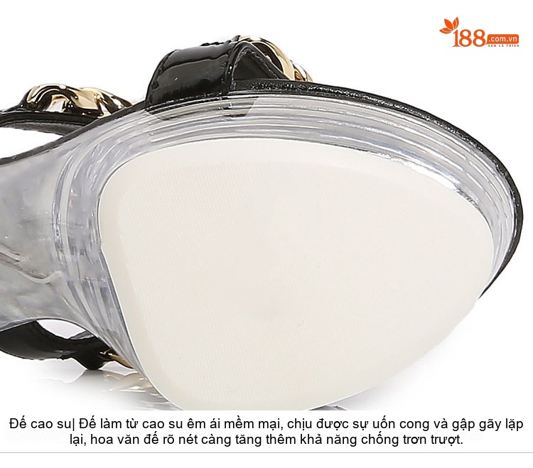 Dép Cao Gót Nữ Quai Ngang Da Bóng Khóa Kim Loại Chiều Cao Đế Khoảng 14cm Màu Đen, Đỏ, Trắng... chi tiết 8