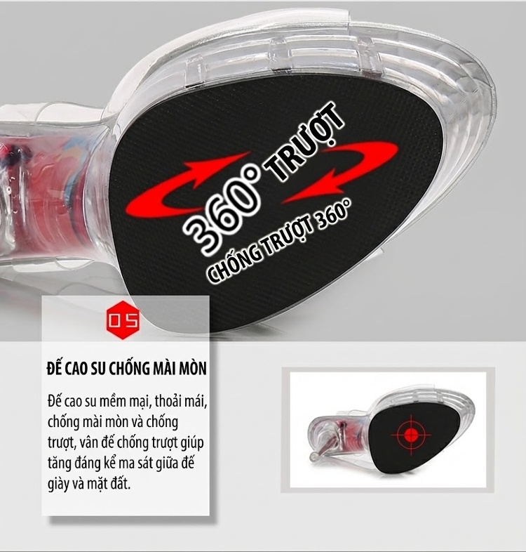 Dép Cao Gót Nữ Quai Trong Suốt Đế Xuồng Hoa Chiều Cao Đế Khoảng 15cm Màu Đen, Trắng, Đỏ, Xanh... chi tiết 25