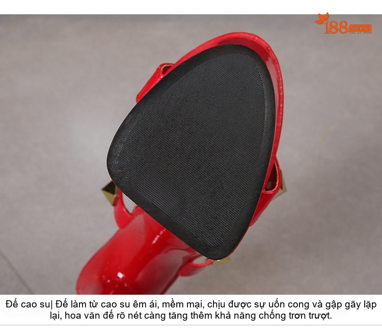 Dép Cao Gót Nữ Quai Trong Suốt Đinh Tán Chiều Cao Đế Khoảng 15cm Màu Trắng, Đỏ, Kem, Xanh... chi tiết 6