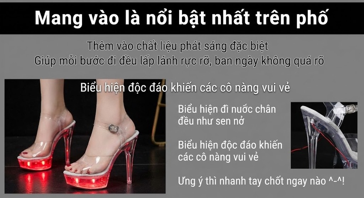Dép Gót Nhọn Nữ Đế Phát Sáng Chiều Cao Đế Khoảng 15cm Nhiều Màu chi tiết 7