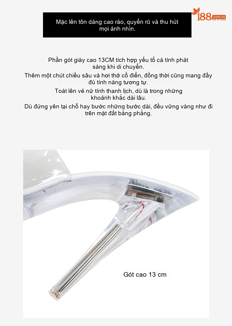 Dép Gót Nhọn Nữ Đế Phát Sáng Chiều Cao Đế Khoảng 15cm Nhiều Màu chi tiết 8