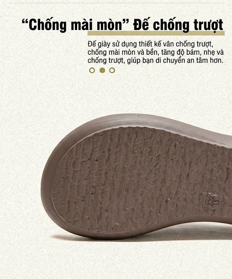 Dép Nữ Hở Mũi Đế Xuồng Chiều Cao Đế Khoảng 5cm Phong Cách Dân Tộc Màu Nâu, Kem, Xanh Lá chi tiết 5