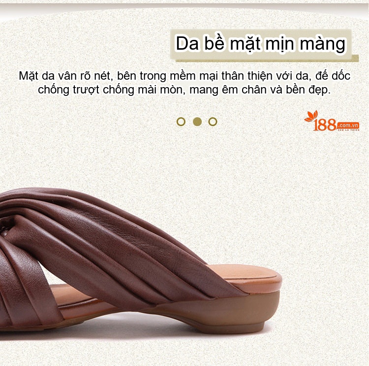 Dép Nữ Hở Mũi Quai Chéo Phong Cách Bohemian Chiều Cao Đế Khoảng 3cm Màu Nâu, Trắng, Xám chi tiết 3