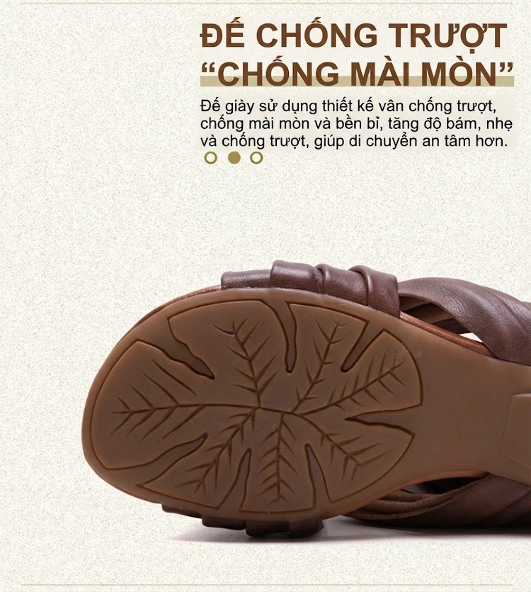 Dép Nữ Hở Mũi Quai Chéo Phong Cách Bohemian Chiều Cao Đế Khoảng 3cm Màu Nâu, Trắng, Xám chi tiết 5