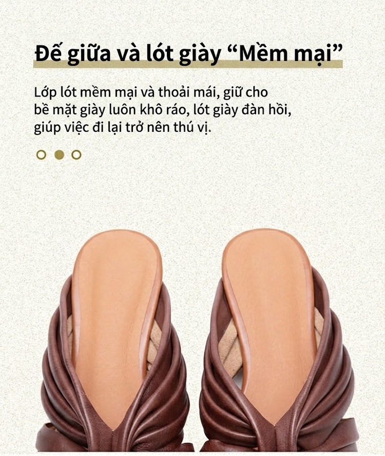 Dép Nữ Hở Mũi Quai Chéo Phong Cách Bohemian Chiều Cao Đế Khoảng 3cm Màu Nâu, Trắng, Xám chi tiết 6