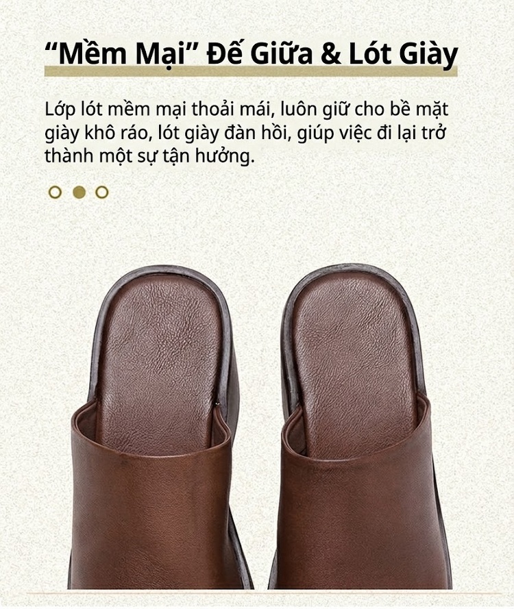 Dép Nữ Quai Ngang Da Bóng Đế Xuồng Chiều Cao Đế Khoảng 6cm Màu Đen, Nâu chi tiết 7