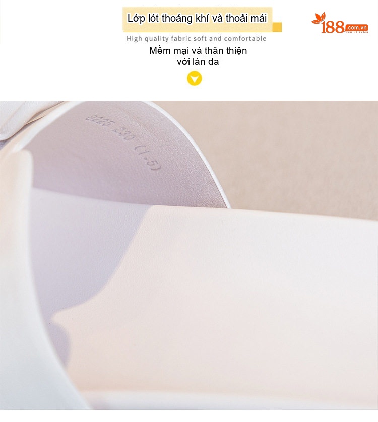 Dép Quai Ngang Nữ Đế Bệt Nơ Bướm Chiều Cao Đế Khoảng 3cm Màu Đen, Trắng chi tiết 10