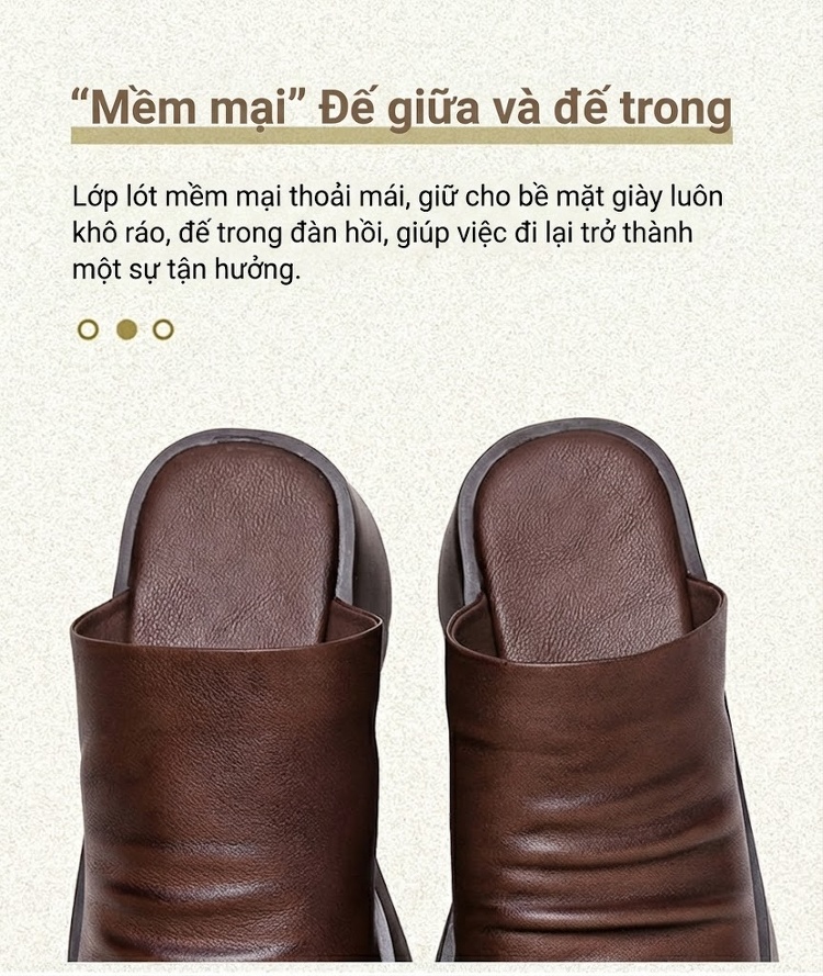 Dép Quai Ngang Nữ Đế Xuồng Da Bóng Retro Chiều Cao Đế Khoảng 6cm Màu Đen, Nâu chi tiết 6