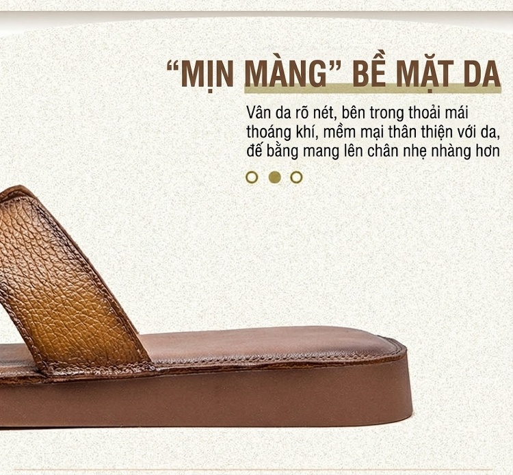 Dép Quai Ngang Nữ Mềm Mại Thoáng Khí Hở Ngón Chiều Cao Đế Khoảng 3cm Màu Đen, Trắng, Nâu chi tiết 3