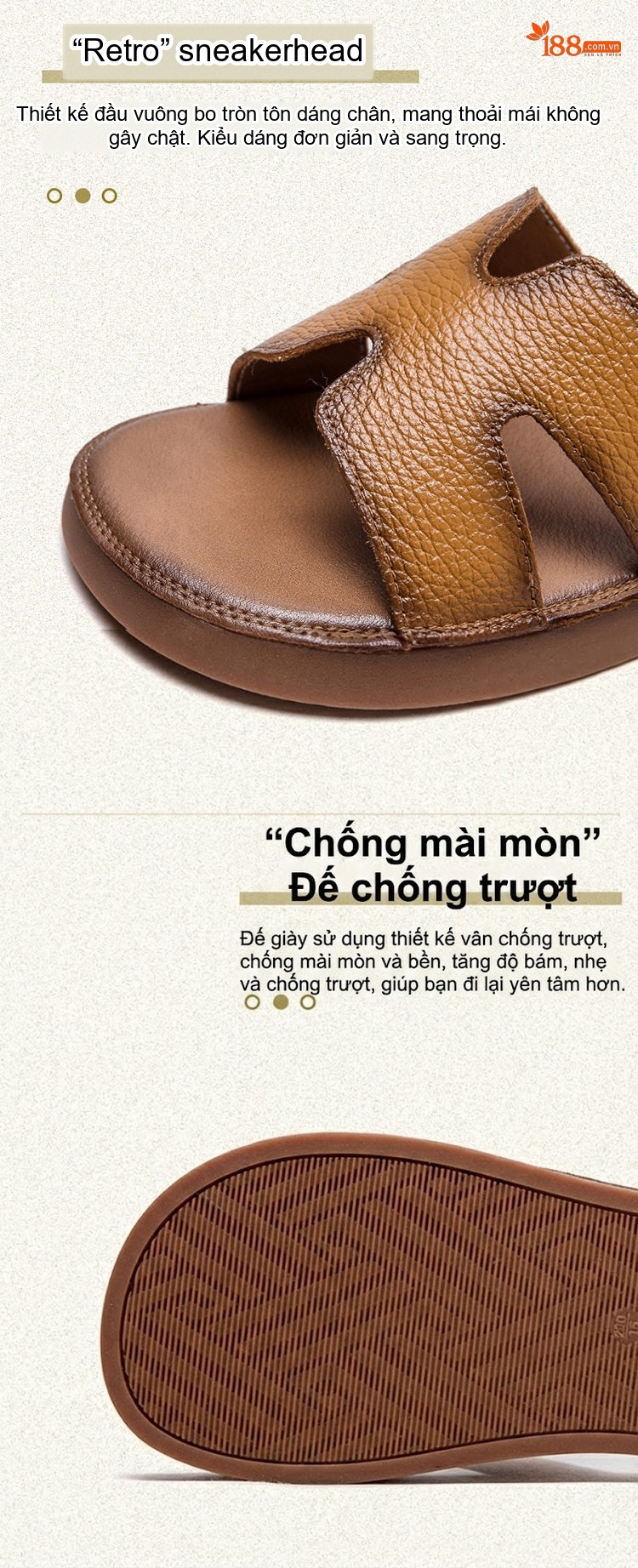 Dép Quai Ngang Nữ Mềm Mại Thoáng Khí Hở Ngón Chiều Cao Đế Khoảng 3cm Màu Đen, Trắng, Nâu chi tiết 4