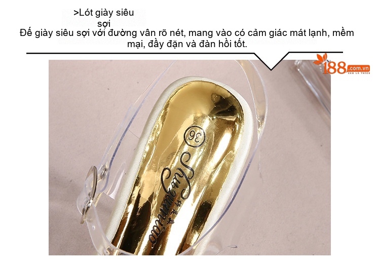 Dép Quai Trong Nữ Đế Xuồng Chiều Cao Đế 10cm Phong Cách Hàn Quốc Màu Trắng, Xanh, Hồng... chi tiết 4