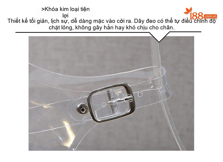 Dép Quai Trong Nữ Đế Xuồng Chiều Cao Đế 10cm Phong Cách Hàn Quốc Màu Trắng, Xanh, Hồng... chi tiết 7