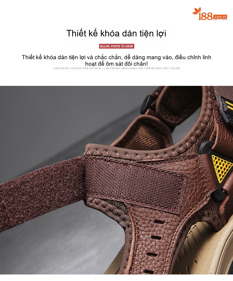 Dép Sandal Nam Da Bò Lớp Đầu Chống Trượt Chống Mòn Chiều Cao Đế Khoảng 3cm Màu Nâu, Đen chi tiết 8