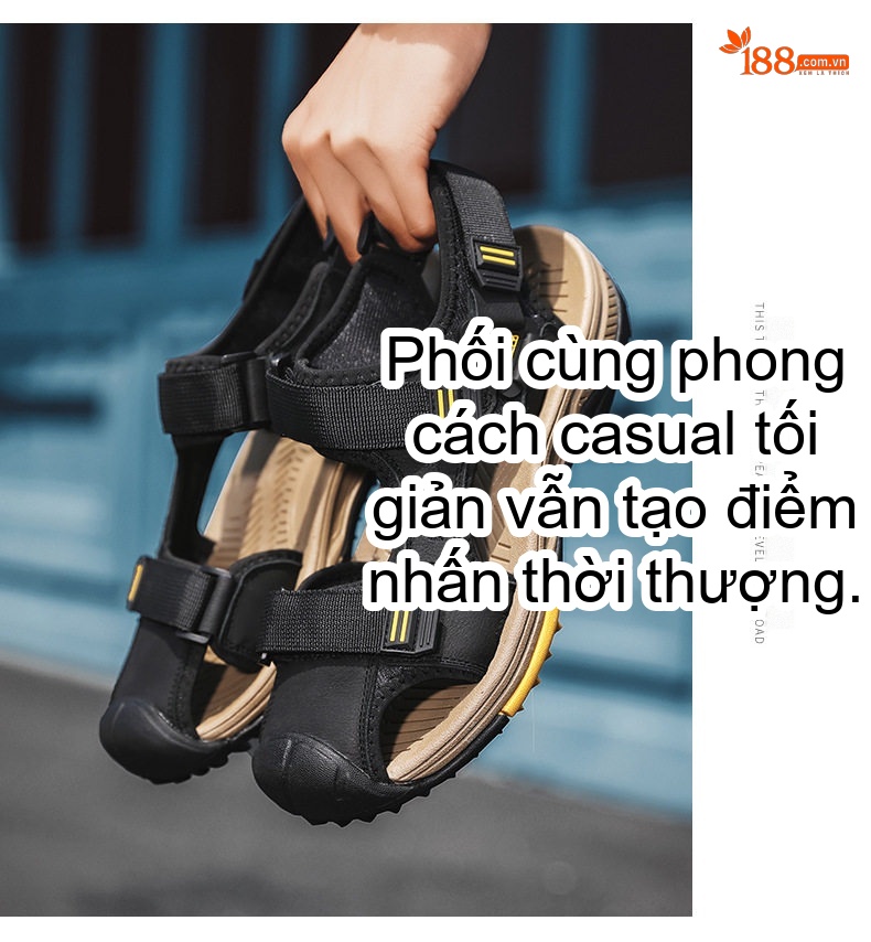 Dép Sandal Nam Da Bò Lớp Đầu Chống Trượt Chống Mòn Chiều Cao Đế Khoảng 3cm Màu Nâu, Đen chi tiết 14