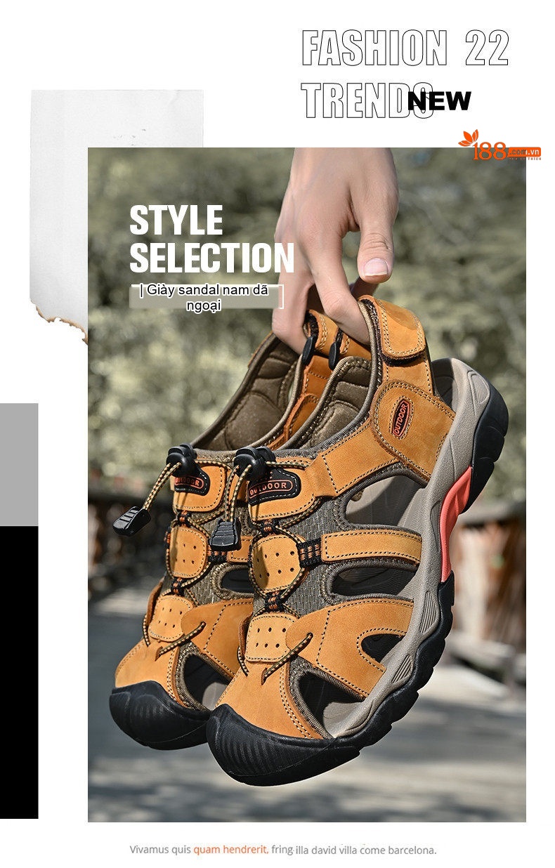 Dép Sandal Nam Da Mờ Quai Dù Mũi Bọc Chống Va Đập Chiều Cao Đế Khoảng 3cm Màu Xanh Lá, Xanh Dương, Nâu chi tiết 2