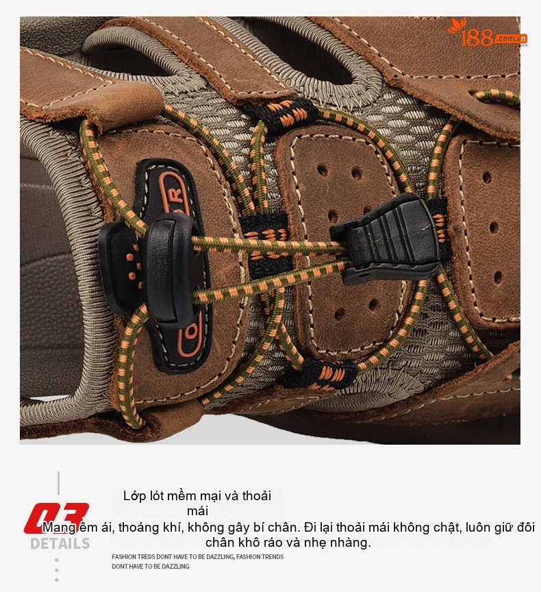 Dép Sandal Nam Da Mờ Quai Dù Mũi Bọc Chống Va Đập Chiều Cao Đế Khoảng 3cm Màu Xanh Lá, Xanh Dương, Nâu chi tiết 10