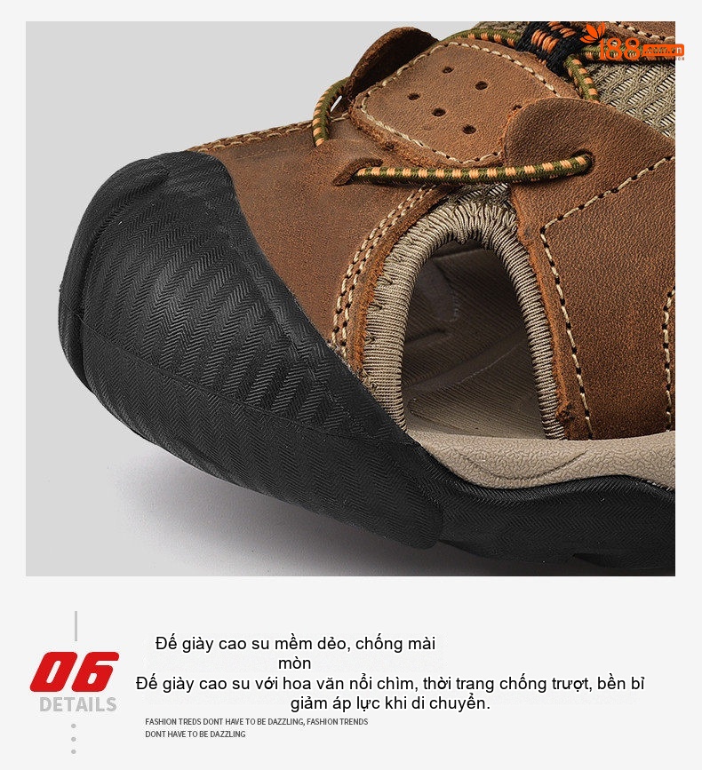 Dép Sandal Nam Da Mờ Quai Dù Mũi Bọc Chống Va Đập Chiều Cao Đế Khoảng 3cm Màu Xanh Lá, Xanh Dương, Nâu chi tiết 12