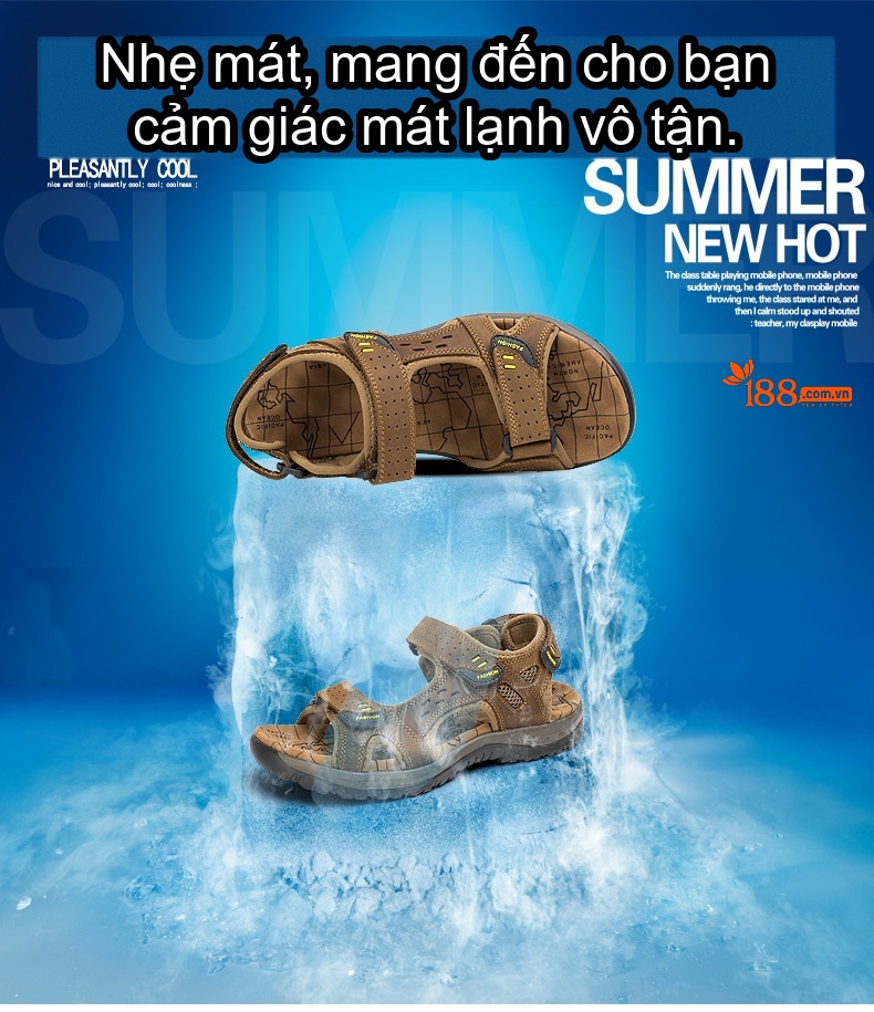 Dép Sandal Nam Quai Dán Chống Trượt Thoáng Khí Đế Cao 3cm chi tiết 1