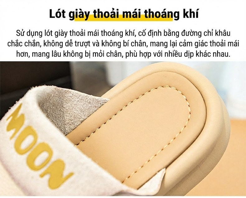 Dép Sandal Nữ Da Bò Quai Ngang Đế Cao 4cm - 5cm Màu Đen, Kem, Đỏ chi tiết 12