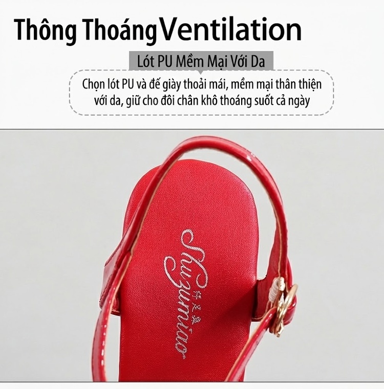 Giày Sandal Cao Gót Nữ Quai Mảnh Da Bóng Gót Cao 10cm - 12cm Màu Đen, Đỏ, Trắng, Hồng... chi tiết 4