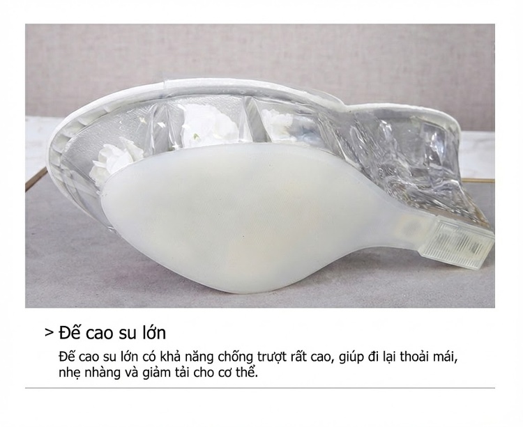 Giày Sandal Cao Gót Nữ Quai Trong Suốt Đế Hoa Gót Cao 10cm Màu Đen, Trắng, Đỏ, Vàng, Hồng... chi tiết 8