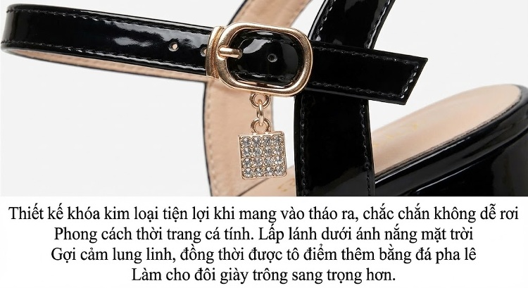 Giày Sandal Cao Gót Nữ Quai Hậu Đế Xuồng Gót Cao 10cm-12cm Da Bóng Màu Đen, Đỏ, Trắng chi tiết 7