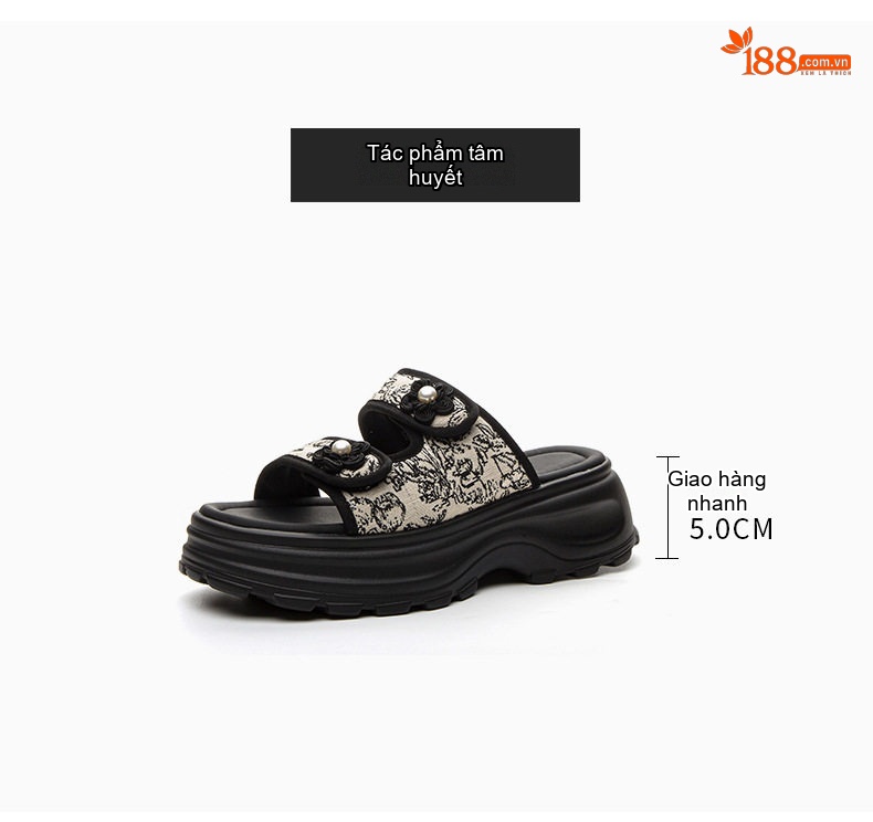 Dép Sandal Nữ Quai Ngang Phong Cách Retro Đế Cao 4cm - 5cm chi tiết 9