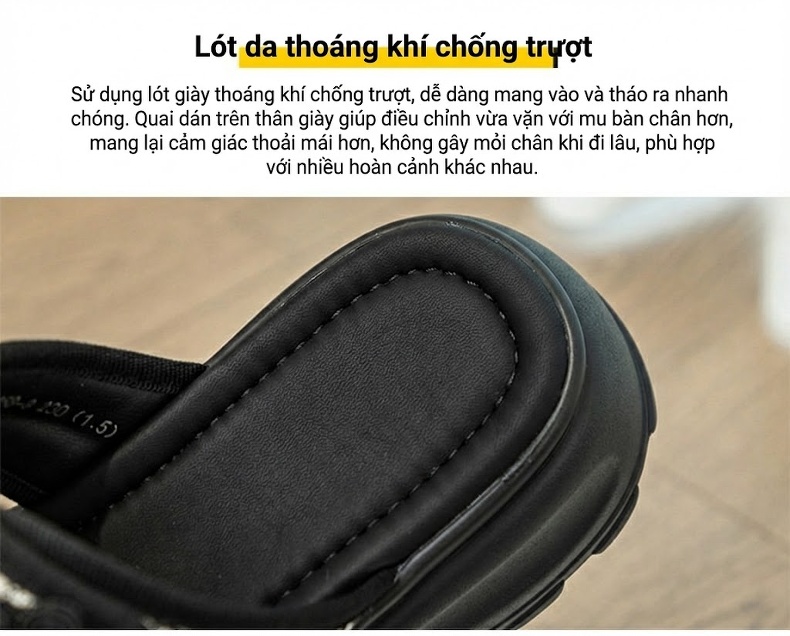 Dép Sandal Nữ Quai Ngang Phong Cách Retro Đế Cao 4cm - 5cm chi tiết 12